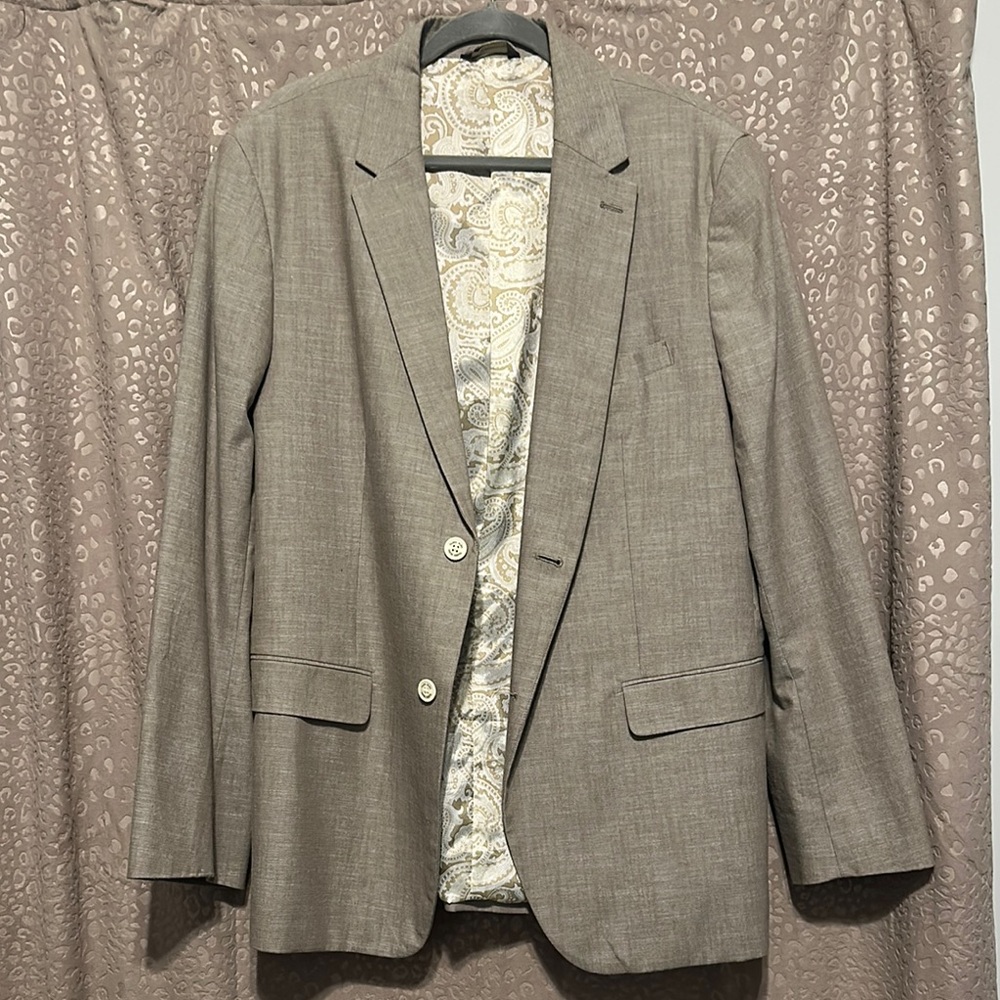 Tasso Elba Men's Light Brown Blazer with Paisley Lining